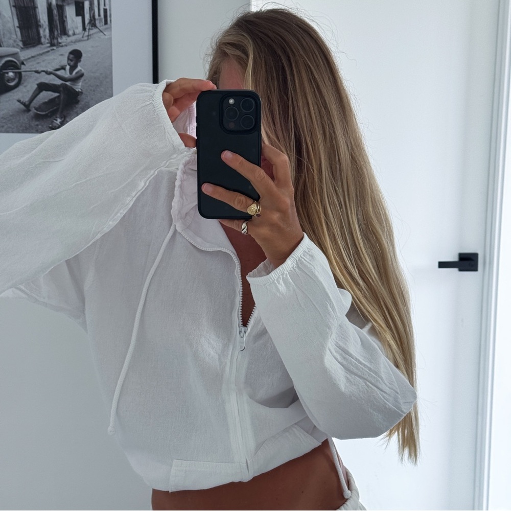 100% Cotton Lightweight Jacket Drawstring Zip - image 1